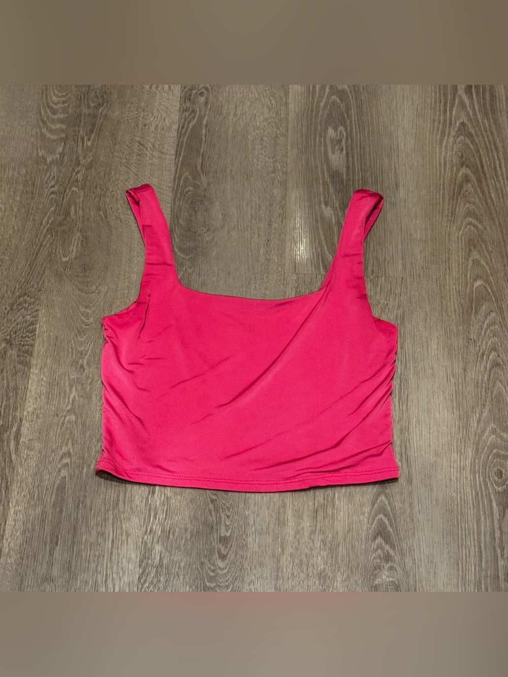 Square Neck Crop Tank Top — Vibrant Pink